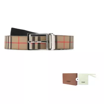 Ремень мужской Burberry в клетку, бежевый