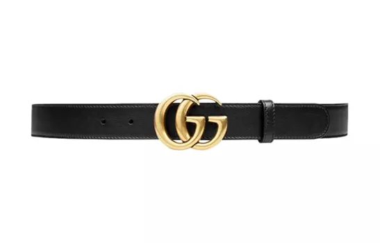 Ремень мужской Gucci кожаный, черный / золотой