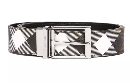Ремень мужской кожаный Burberry, серый / белый