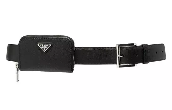 Ремень Prada с сумочкой, черный