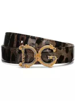 Ремень с леопардовым принтом и пряжкой DG DOLCE & GABBANA, коричневый