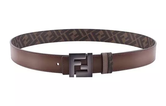 Ремень с логотипом и двусторонней застежкой FENDI, коричневый