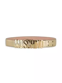 Ремень с металлическим логотипом Moschino, золото