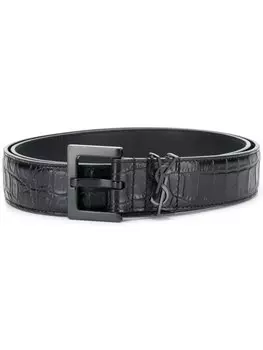 Ремень с монограммой Saint Laurent, черный