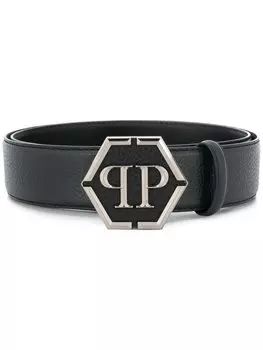 Ремень с пряжкой с логотипом Philipp Plein, черный