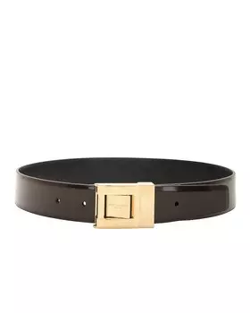 Ремень Saint Laurent Ceinture Boucle, цвет Dark Maroon & Aged Gold