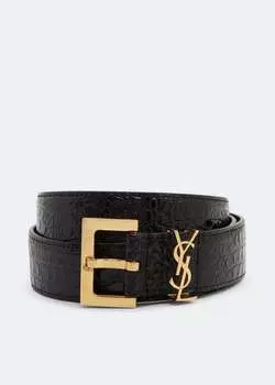 Ремень SAINT LAURENT Monogram belt, черный