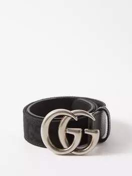 Ремень supreme из ткани и кожи с пряжкой gg Gucci, черный