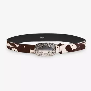 Ремень Zara by Carlyne Cerf Animal Print Cowboy Leather, коричневый