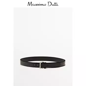 Ремень женские Massimo Dutti кожаный ремень, черный
