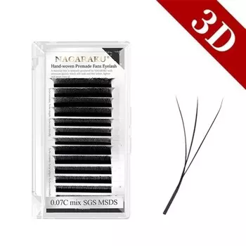 Ресницы Nagaraku 3D W-shape Mix C, 0,07, 8-12