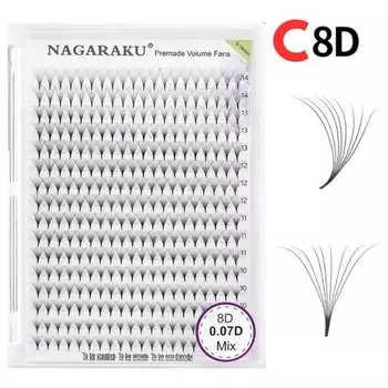 Ресницы Nagaraku Готовые комочки C 0,07 Микс 8D, 320 шт. Project Lashes