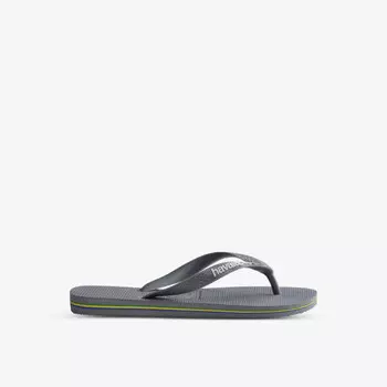 Резиновые шлепанцы с тисненым логотипом Бразилии Havaianas, серый