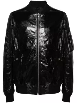 Rick Owens кожаная куртка-бомбер Classic Flight, черный