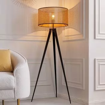 Riess-ambiente Boho торшер ВЕНА 142см натуральный черный венский переплетенный металлический штатив торшер торшер