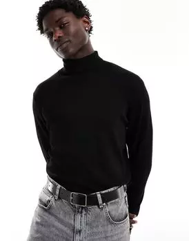 River Island – черный приталенный свитер с высоким воротником