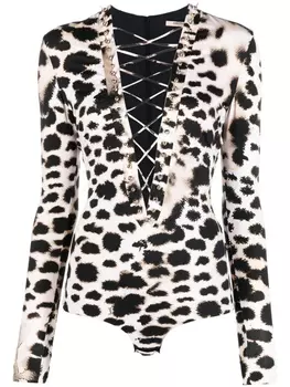 Roberto Cavalli боди с леопардовым принтом, черный