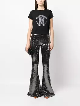 Roberto Cavalli футболка с монограммой, черный