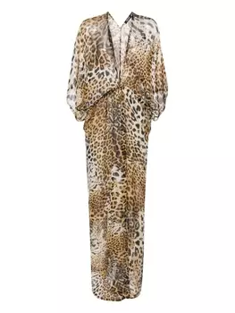 Roberto Cavalli платье с леопардовым принтом, нейтральный цвет
