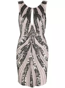 Roberto Cavalli шелковое платье с пайетками, серый
