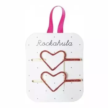 Rockahula Kids — 2 красные заколки с блестящими сердечками