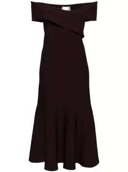 Roland Mouret трикотажное платье миди с открытыми плечами, коричневый