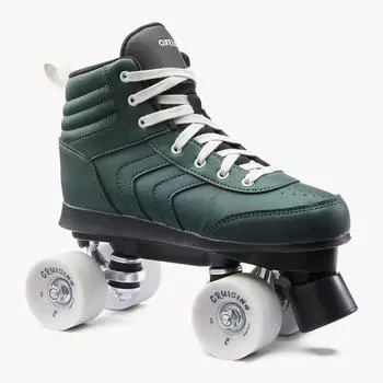 Роликовые коньки Quad Adult - 100 Зеленые OXELO, лиственнично-зеленый/черный/светло-серый