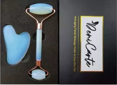 Роликовый массажер для лица Opal + коробка Гуа Ша Deni Carte