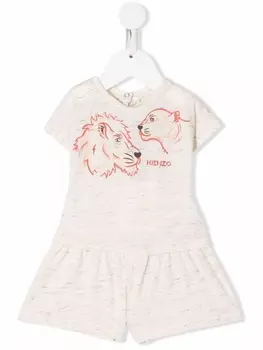 Ромпер с принтом Kenzo Kids, бежевый