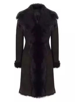 Роскошная замшевая овчинная шуба длиной 3/4 TruClothing, коричневый