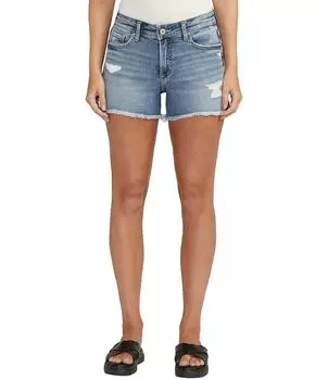 Роскошные эластичные шорты с потрепанным краем Silver Jeans Co. Suki с высокой посадкой, синий