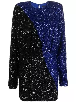 ROTATE two-tone sequin minidress, синий