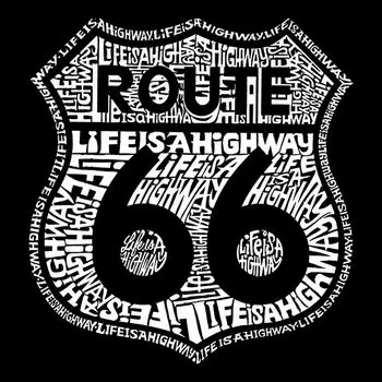Route 66 — Life Is A Highway — мужская толстовка с круглым вырезом Word Art LA Pop Art
