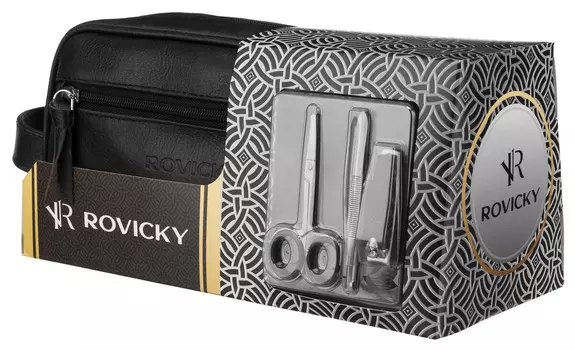 Rovicky, Кожаная мужская косметичка-органайзер, цвет черный