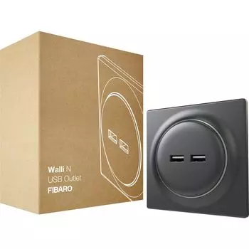 Розетка Fibaro Walli N USB антрацит