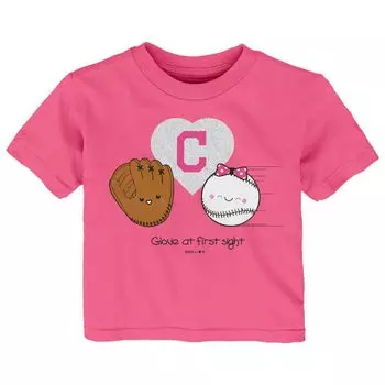 Розовая футболка для девочек Cleveland Indians I Glove You Outerstuff