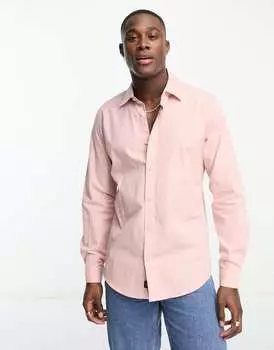 Розовая рубашка из поплина Pull&Bear