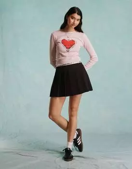 Розовая рубашка с длинными рукавами и сердечками Miss Selfridge