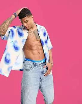 Розовая рубашка свободного кроя с размытым пейсли ASOS DESIGN