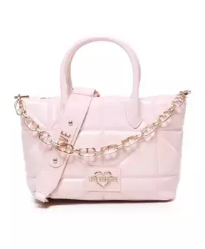 Розовая стеганая сумочка с двойным ремешком Love Moschino, розовый
