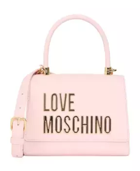 Розовая сумочка с металлическим логотипом Love Moschino, розовый