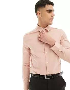 Розовая свадебная рубашка скинни ASOS DESIGN