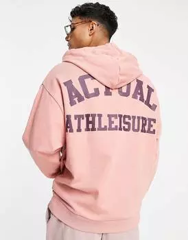 Розовая толстовка оверсайз с логотипом на спине ASOS Actual