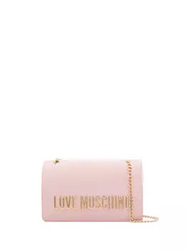 Розовая женская сумка через плечо Moschino