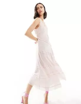 Розовое платье с кружевной вставкой и подолом ASOS DESIGN