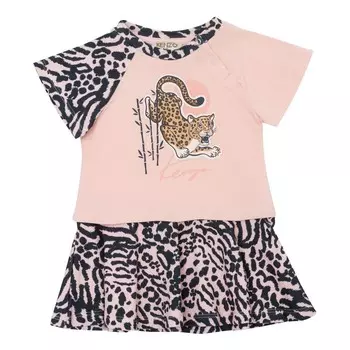 Розовое платье с рисунком тигра в полоску KENZO, розовый