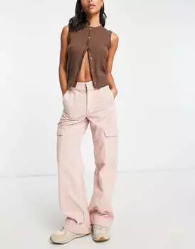 Розовые брюки карго средней посадки River Island