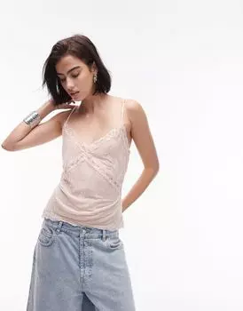 Розовые кружевные майки Topshop