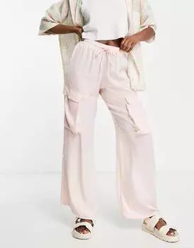 Розовые широкие брюки карго ASOS DESIGN