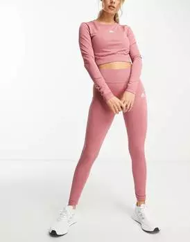 Розовый бесшовный укороченный топ с длинными рукавами adidas Training